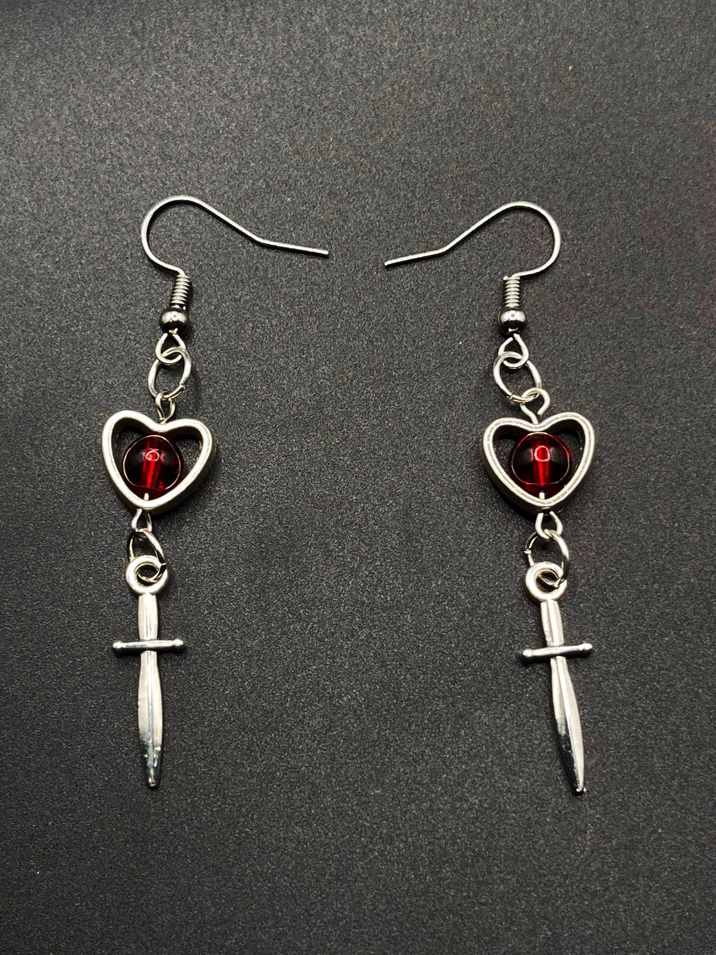 Dagger heart earrings