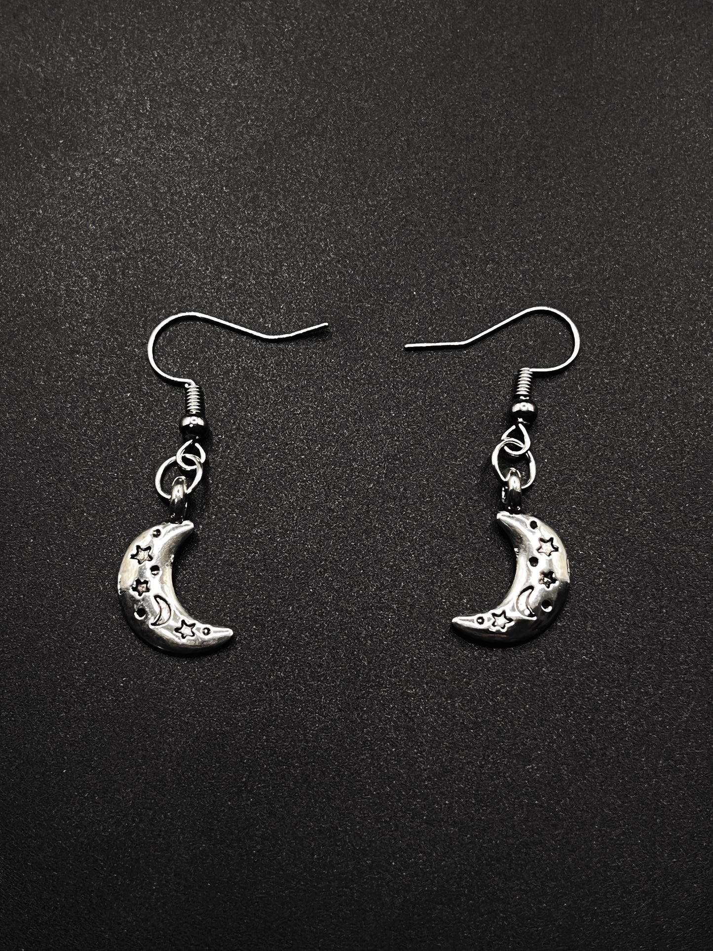 Engraved moon earrings