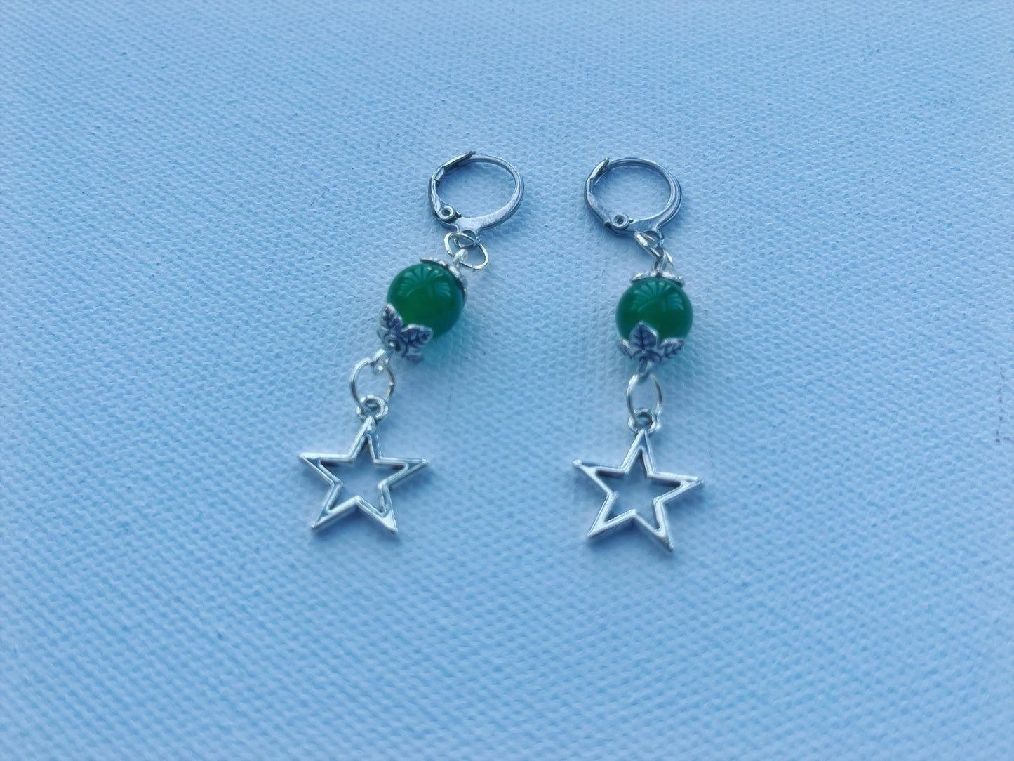 green star charm earrings
