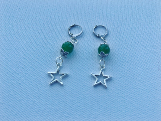 green star charm earrings
