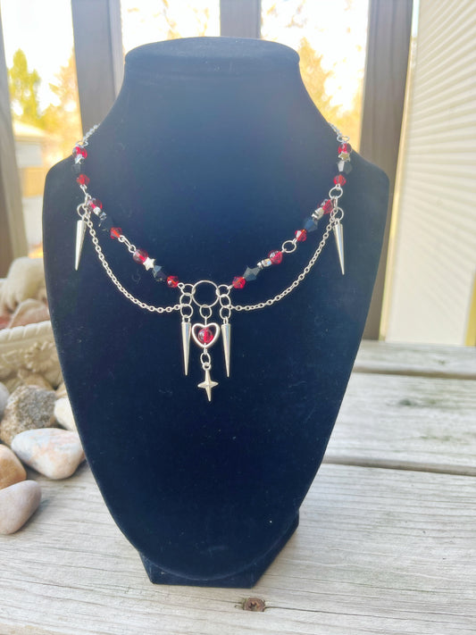 dagger heart charm necklace