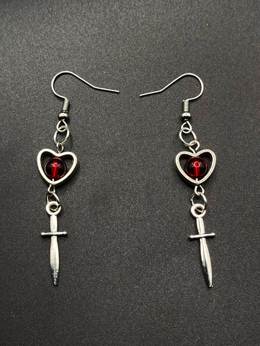 Dagger heart earrings