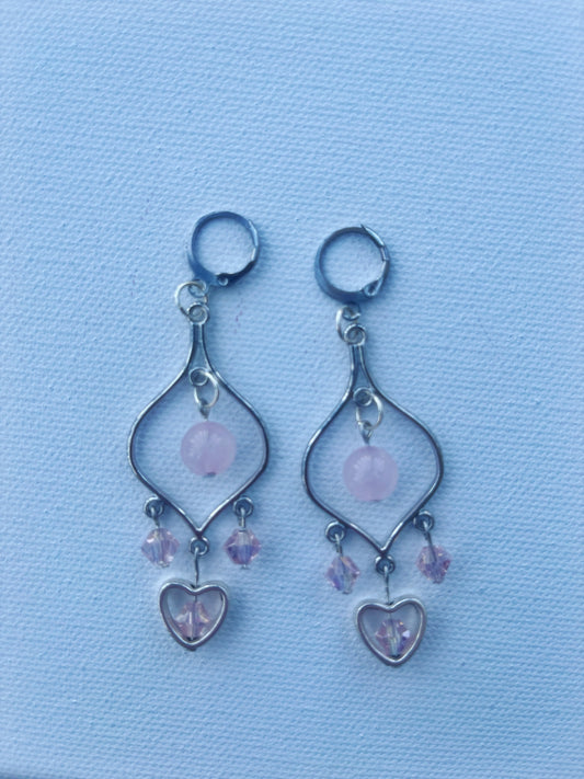 rose quartz drop earrings