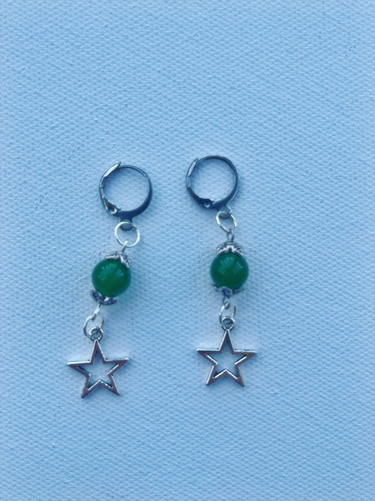 green star charm earrings
