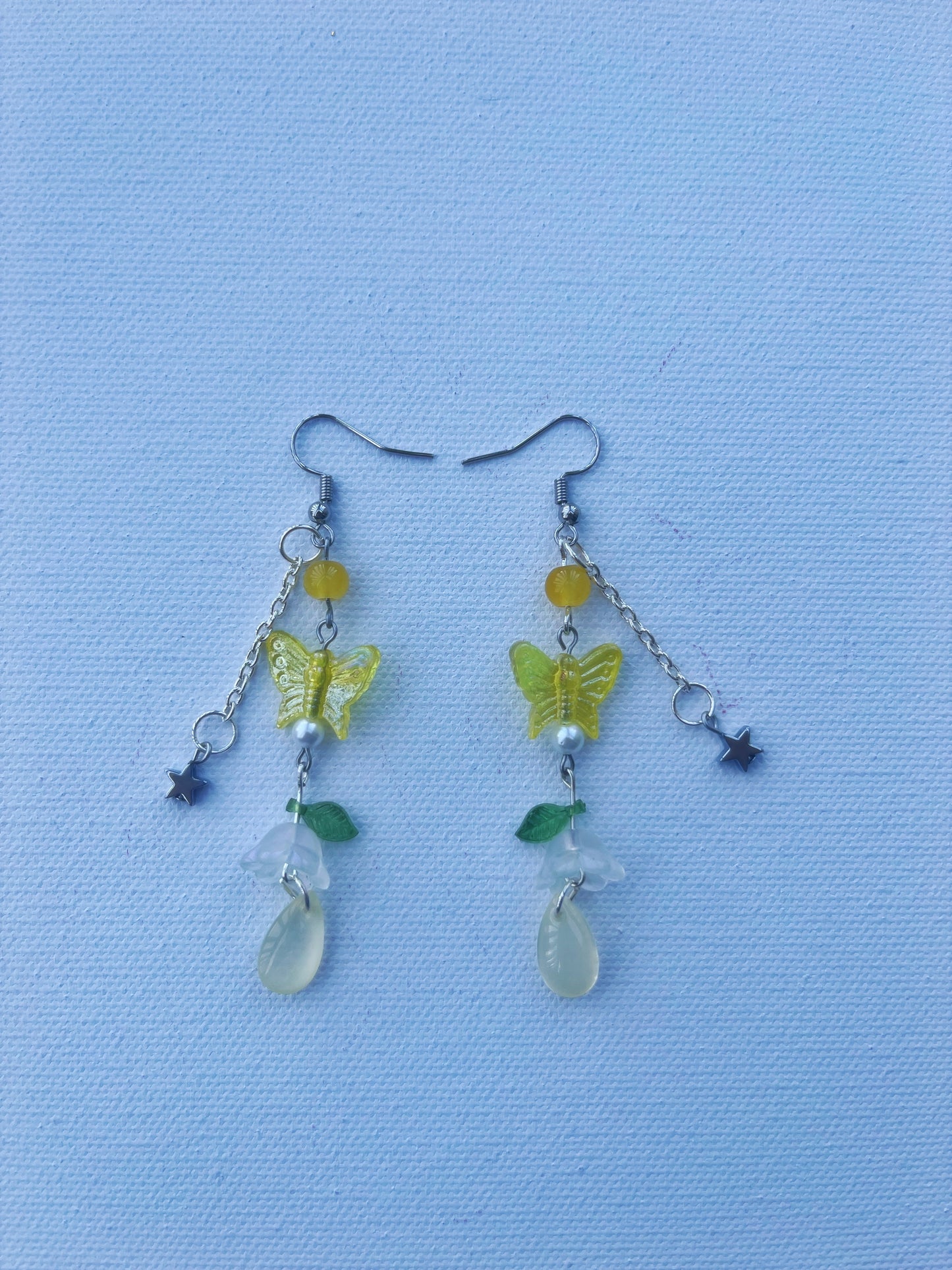 yellow butterfly charm earrings