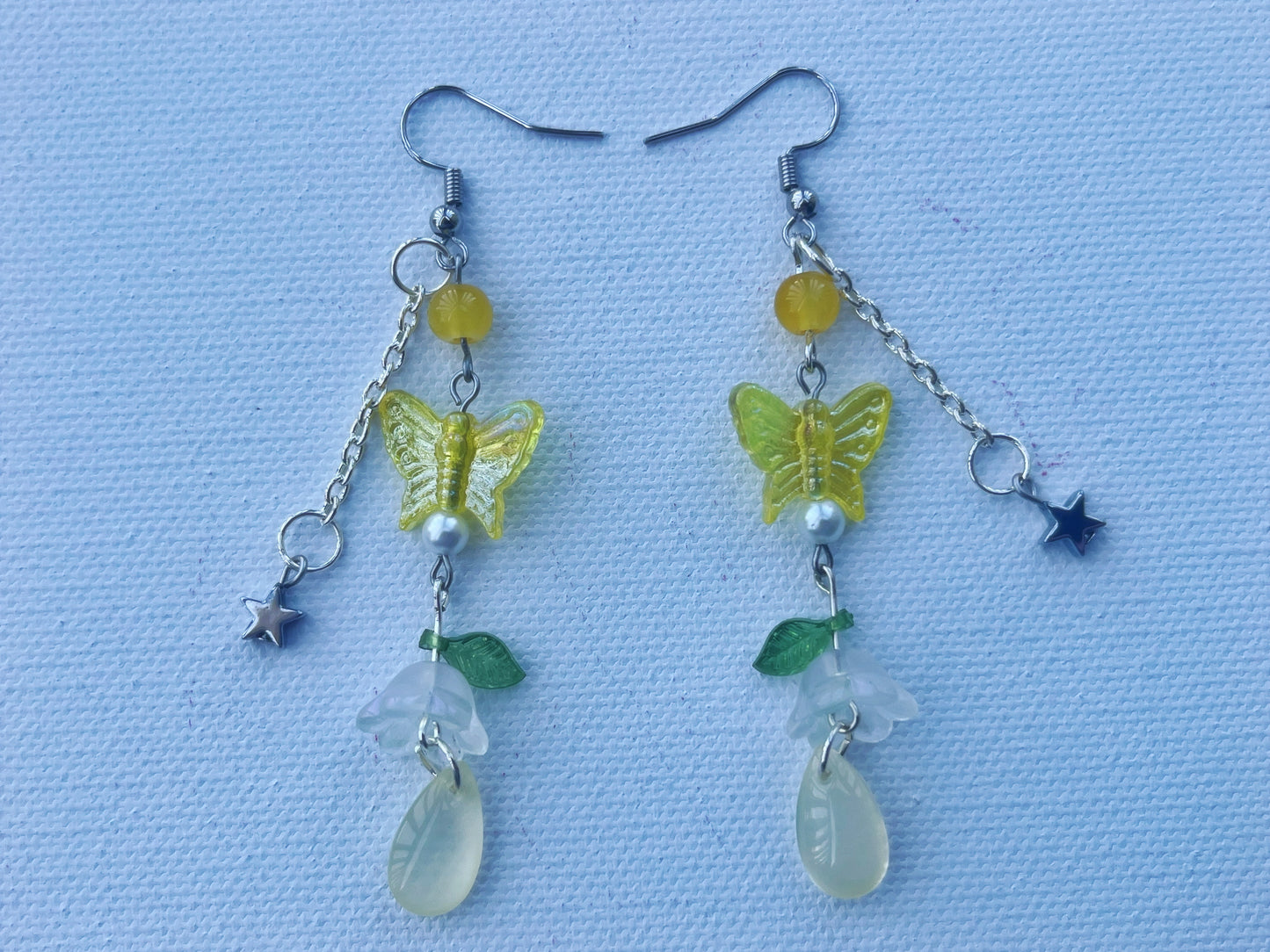 yellow butterfly charm earrings