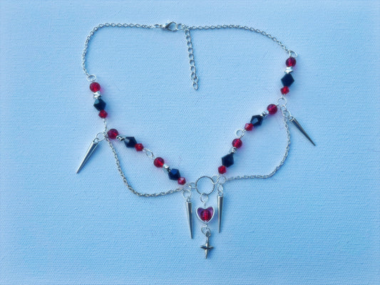 dagger heart charm necklace