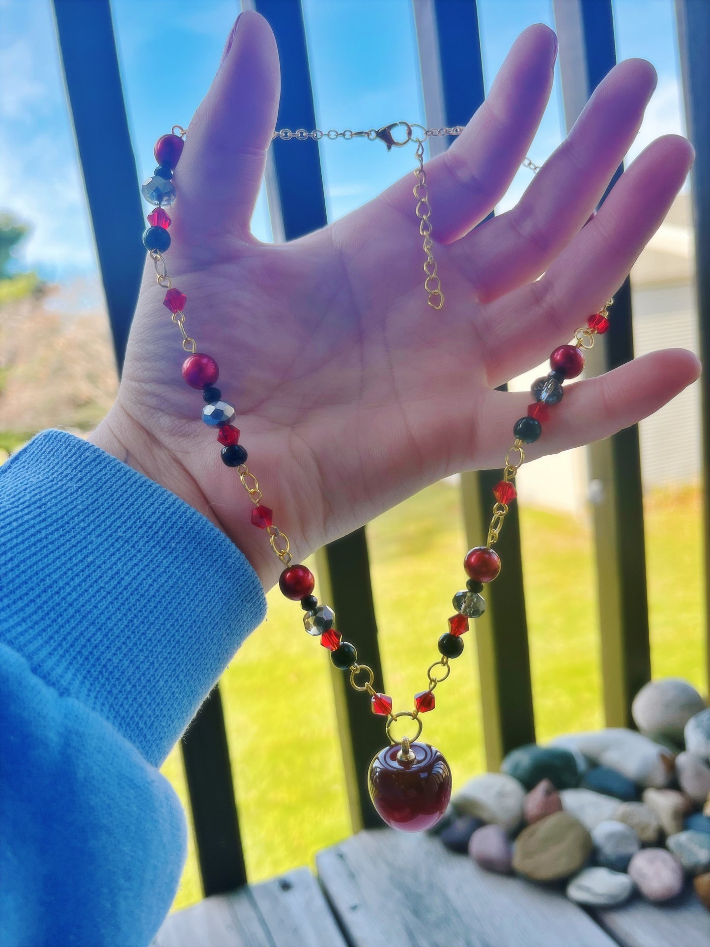 red apple charm necklace