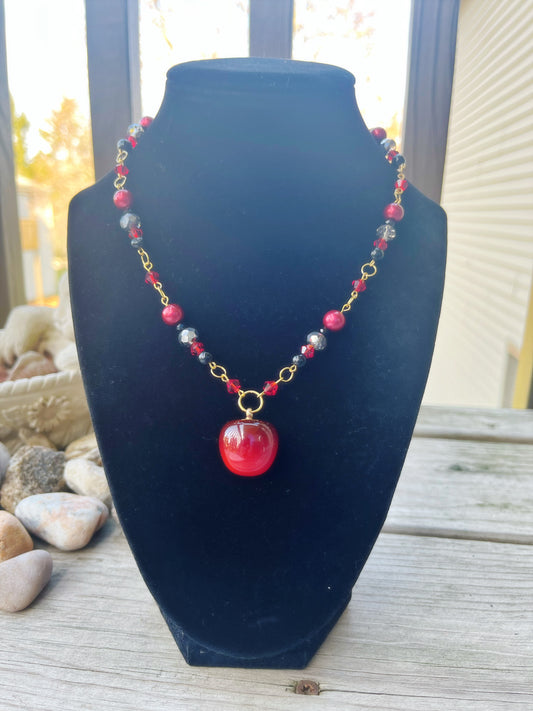 red apple charm necklace